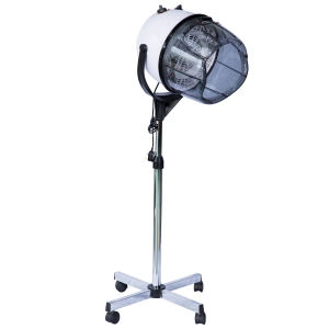 HOMCOM Casco Asciugacapelli Professionale con Ruote, Altezza Regolabile e Timer