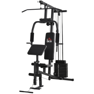 HOMCOM Stazione Fitness per Allenamento a Casa e Professionale, Palestra Multifunzione in Acciaio, 148x108x207cm - Nero