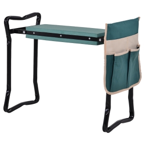 Outsunny Inginocchiatoio Panca da Giardino Pieghevole con Tasca Porta Attrezzi