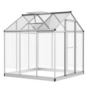 Outsunny Serra da Giardino Serra per Orti con Tetto Apribile e Porta a Battente, Trasparente, 242 x 190 x 195 cm