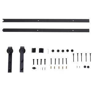 Homcom Kit Binario per Porte Scorrevoli Nero, 200x4x0.6cm