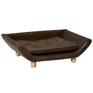 PawHut Cuccia per Gatti e Cani a Divanetto Imbottito con Cuscino Marrone Scuro