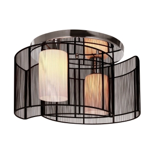 Homcom Lampadario a Incasso con 2 Paralumi a Mezzaluna in Metallo Nero Ф40 x 25cm