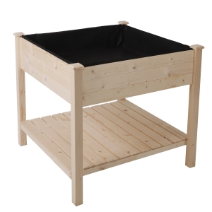 Outsunny Orto Fioriera Pensile Urbano in Legno con Fodera in Tessuto, 91x91x81cm