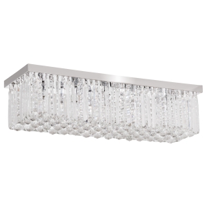 HOMCOM Lampadario Moderno Rettangolare a Gocce in Cristallo K9, Base in Acciaio Inox, 5 Attacchi E14, 80x25x20cm - Argento