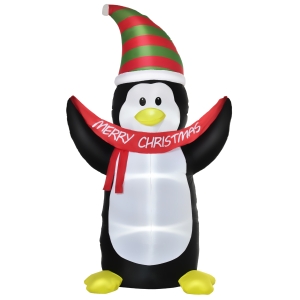 HOMCOM Pinguino Gonfiabile Gigante 243cm, Decorazione Natalizia Gonfiabile per Interno ed Esterno con Luci LED