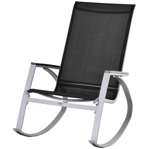 Outsunny Sedia a Dondolo da Giardino, Impermeabile e Antiruggine, Nera