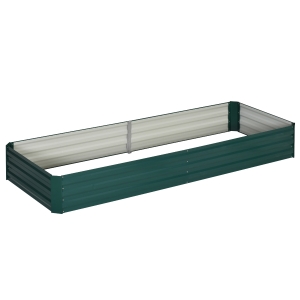 Outsunny Letto per Orto Rialzato in Metallo da Esterno, Portapiante per Fiori ed Erbe, 241x90,5x30cm