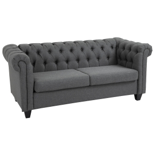 HOMCOM Divano Chesterfield 2 Posti con Rivestimento in Tessuto Grigio