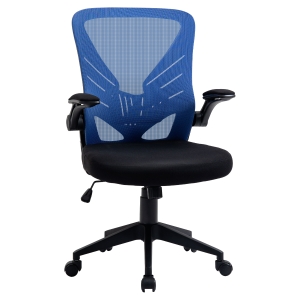 Vinsetto Sedia da Ufficio Ergonomica con Supporto Lombare con Altezza Regolabile in Tessuto - Nero Blu