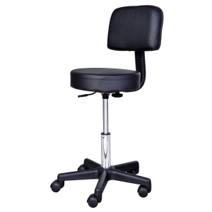 HomCom Sgabello con Schienale da Salone Sedia Girevole in Ecopelle Altezza Regolabile Nero