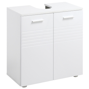 kleankin Mobile Sottolavabo per Bagno a 2 Ante in Legno con Mensola Regolabile, 60x30Px62.5cm