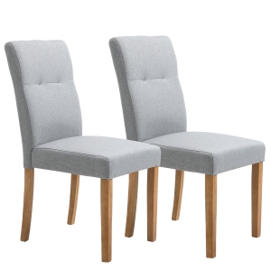 HOMCOM Set di 2 Sedie Imbottite, Gambe in Legno e Rivestimento Tessuto, Grigio, 50x62x96cm