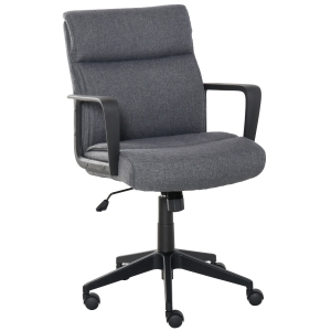 Vinsetto Sedia da Ufficio Ergonomica in Tessuto, Girevole 360° con Braccioli e Altezza Regolabile, Grigio, 61x71x95-105cm