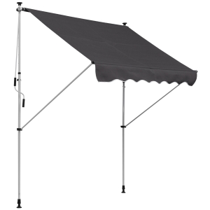 Outsunny Tenda da Sole con Manovella, Telaio Telescopico e Angolo Regolabile Grigio 200x150cm