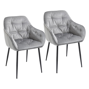 HOMCOM Set 2 Sedie Moderne Imbottite Stile Nordico in Velluto e Metallo Grigio