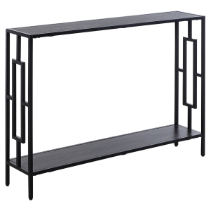 Homcom Console table d'appoint design industriel dim. 106L x 23l x 76H cm étagère acier noir panneaux particules bois gris
