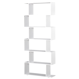 HomCom Libreria di Design Mobili Ufficio Scaffale in Legno 80x24x191cm Bianco Opaco
