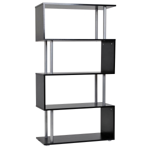 Homcom Libreria di Design Moderna 4 Ripiani, Nero, 80x30x145cm