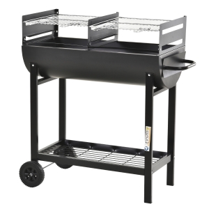 Outsunny Barbecue in Acciaio con 2 Griglie Indipendenti Nero 90cm x 45cm x 96cm