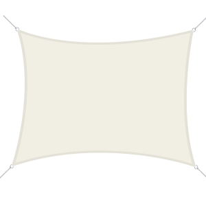 Outsunny Vela Ombreggiante Rettangolare 4x6m Tenda da Sole in Poliestere Bianco Crema