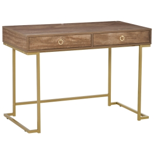 HOMCOM Toeletta Consolle con 2 Cassetti, in Metallo e MDF, 110x55x76cm Marrone e Oro
