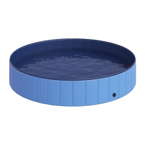 PawHut Piscina Pieghevole per Cani in PVC, Azzurro, 160x30cm (ØxH)