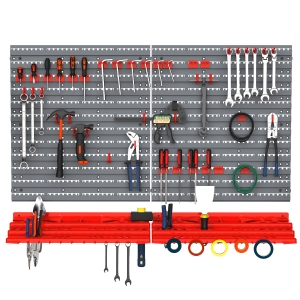 DURHAND 54pz Contenitore Portautensile con 50 ganci montaggio a muro rosso grigo
