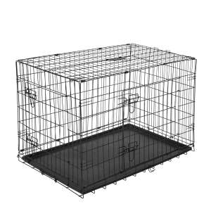 PawHut Gabbia Trasportino in Acciaio per Animali Pieghevole, Nero, 122x77x82cm