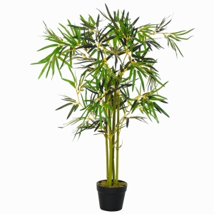 Outsunny Bambù in Vaso Artificiale, decorazione da Interno ed Esterno, Altezza 120cm - Verde