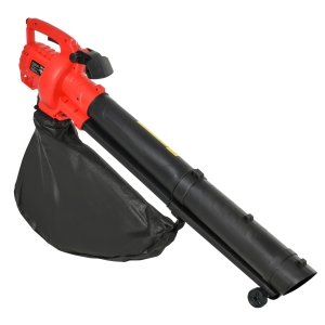 Outsunny Soffiatore Aspiratore Elettrico 3 in 1 con Trituratore e Sacco di Raccolta 45L - Rosso