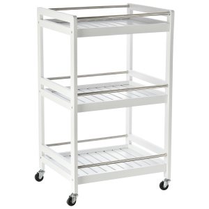 HOMCOM Carrello da Cucina carrello portavivande con ruote ripiano cucina Salvaspazio in Legno Bianco con 3 Ripiani 4 Ruote 360°