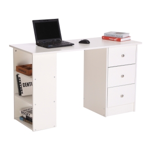 Homcom Scrivania con Cassetti e Ripiani Portaoggetti, Bianco, 120x49x72cm