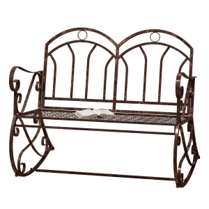 Outsunny Panchina a Dondolo da Giardino in Metallo a 2 Posti con Braccioli, 104x75x95.5cm, Colore Bronzo