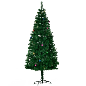 HomCom Albero di Natale Artificiale 180cm con Palline e Decorazioni in PVC, Ferro