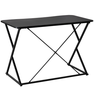 HOMCOM Tavolo Scrivania Compatta in Metallo e MDF Nero 100x60x75.5cm