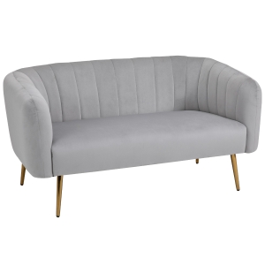 HOMCOM Divano 2 Posti Design Moderno Imbottito con Braccioli e Spalliera, Grigio