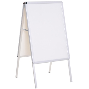 HomCom Espositore Pubblicitario Bifacciale a Cavalletto Pieghevole in PVC Bianco, 64x8x121cm