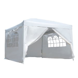 Outsunny Gazebo Impermeabile con Pannelli Laterali in Tessuto Oxford Bianco, 3x3m