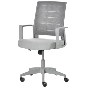 Vinsetto Sedia da Ufficio Ergonomica Girevole con Altezza Regolabile, Ruote e Braccioli Grigio