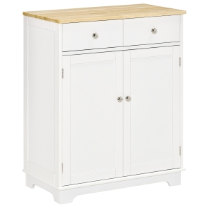 Buffet 2 portes 2 tiroirs coulissants blanc bois d'hévéa