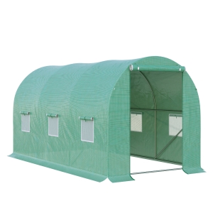Outsunny Serre de Jardin Tunnel en Métal Vert 400 x 200 x 190 cm