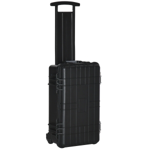 Valise trolley maquillage mallette cosmétique vanity poignée télescopique réglable 34L x 25l x 62H cm alu. Noir