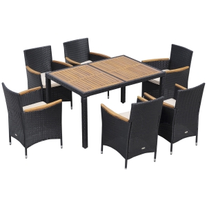 Ensemble salon de jardin 6 places style colonial avec coussins