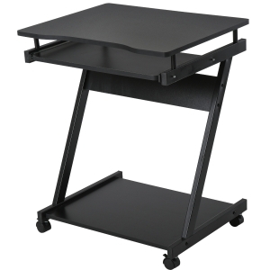 HOMCOM Tavolo Scrivania Porta PC Piano Tastiera a Scomparsa e 4 Ruote, Nero