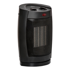 HOMCOM Stufetta Elettrica Ceramica Oscillante a 60°, Aria e Temperatura Regolabili 6-38°C, Potenza 900W/1500W, 19.5x14.8x28cm - Nero