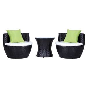 Outsunny Set Mobili in Rattan Set 2 Poltrone, Tavolino con Cuscini 3pz Giardino