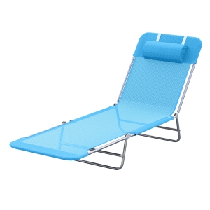 Outsunny Lettino Prendisole Pieghevole con Schienale Reclinabile e Cuscino, 182x56x24.5cm