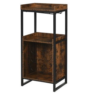 Casier à vin design industriel 9 bouteilles + support verres à vin