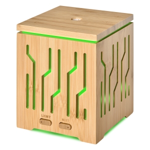 HOMCOM Diffusore di Aromi Oli Essenziali per Ambienti Fino a 15-18㎡, 2 Modalità di vaporizzazione e Luci Colorate - Legno